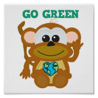 Earth Day Go Green monkey Goofkins Poster