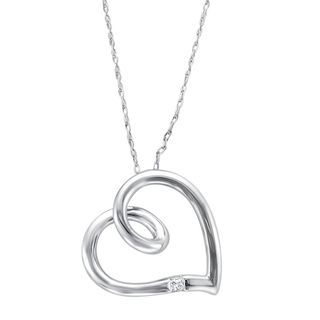 10k White Gold Princess cut Diamond Accent Heart Necklace Diamond Necklaces