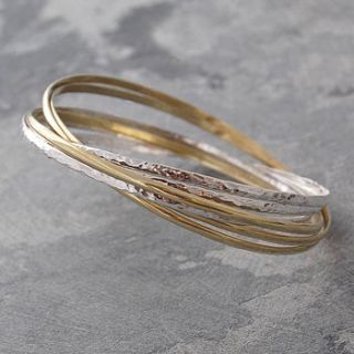 gold and silver interlocking russian bangle by otis jaxon silver and gold jewellery