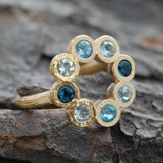 gold and blue topaz rosette ring by embers semi precious and gemstone designs