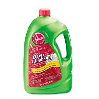 Hoover Products   Hoover   Deep Cleansing Carpet/Upholstery Detergent, 128 oz. Bottle   Sold As 1 Each   Cleans deep down dirt with ease.   Tough on spots and stains.   Eliminates allergens.   Leaves house smelling and looking clean.   Can be used with all