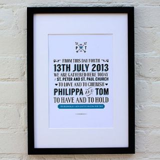 personalised 'have and to hold' wedding print by basil & ford