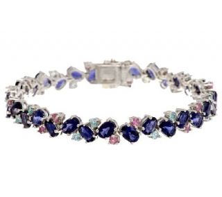 12.60 ct tw Iolite, Apatite & Tourmaline Sterling 7 1/4 Tennis Bracelet —