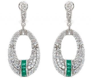 Judith Ripka Sterling Estate Pia & Diamonique Emerald Earring —
