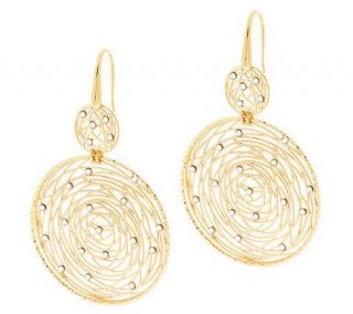 VicenzaSilver Sterling Bold Crystal Swirl Double Circle Dangle Earrings —