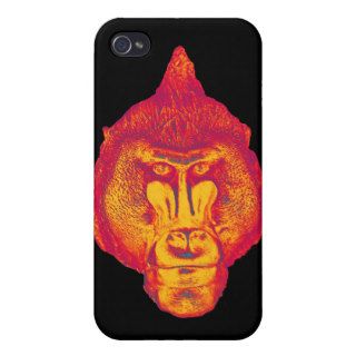 Gorilla or Ape, Close Up Face, Red and Yellow iPhone 4 Case