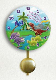 Cute Illustrated Dinosaurs 6" Silent Pendulum Wall Clock Handmade so Beutiful for Everyone Fast Shipping  