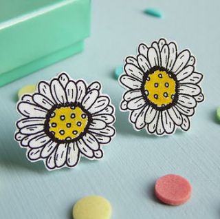 daisy hand illustrated earrings by raspberry finch