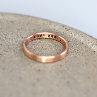 personalised 9ct rose gold ring by notes