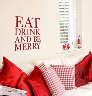 'eat drink & be merry' wall sticker by leonora hammond
