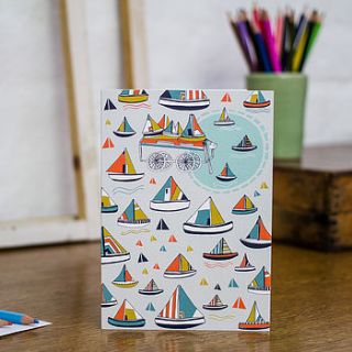 boating in the tuileries gardens blank card by jessica hogarth designs