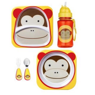 Skip Hop Zoo Toddler Plate, Bowl, Straw Bottle a