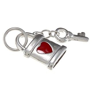 La Preciosa Sterling Silver Red Enamel Heart Lock and Key Charm La Preciosa Silver Charms