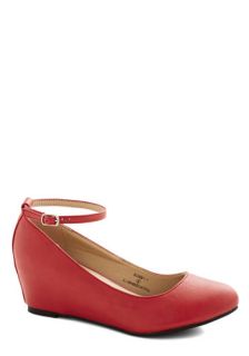 Take a Stride With Me Wedge in Red  Mod Retro Vintage Heels