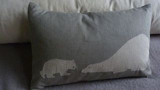 polar bear and cub cushion by helkatdesign