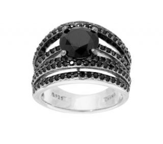 3.20 ct tw Black Spinel Solitaire Multi Row Sterling Ring —
