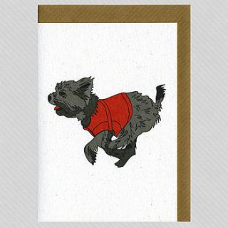 illustrated racing terrier blank card by illustrated cards