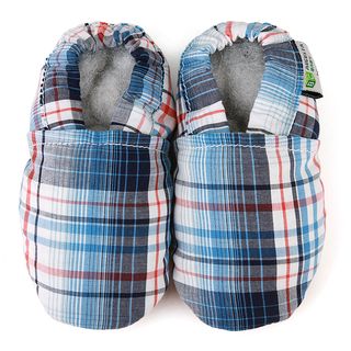Soft Leather Baby Shoes in Light Blue Plaid Augusta Products Boys' Shoes