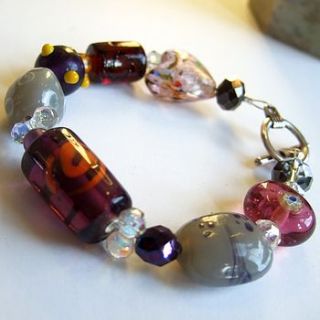purple and grey glass beaded bracelet by jre collection