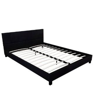 Design Kunstlederbett Doppelbett schwarz mit integriertem Lattenrost 140x200cm Küche & Haushalt