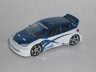 Peugeot 206 Blau Weiss Tuning 3 inches 1/55 1/60 1/64 Norev Modellauto Modell Auto Spielzeug