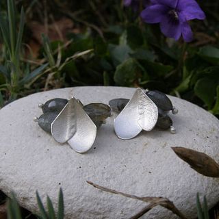 silver snow petal earrings with labradorite by soremi