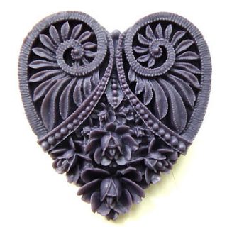 purple resin heart brooch by charlie boots