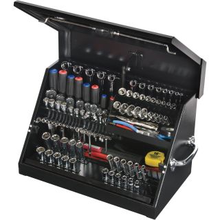 Montezuma Open Top Tool Box — 22 1/2in.W x 13in.D x 14 1/8in.H, Black, Model# SM200B  Tool Chests