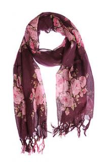 vintage style floral scarf with fringe by shruti designs