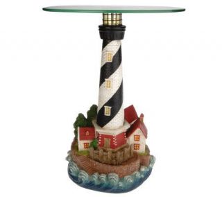 Lighthouse Table with Glass Top and Lighted Base —