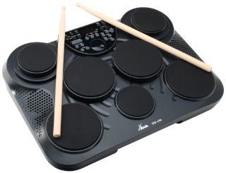 XDrum DD 150 E Drum schwarz (USB MIDI Anschluss, 215 Percussions, 7 anschlagdynamische Pads, 2 Pedale, Drumsticks) Musikinstrumente