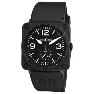 Bell & Ross Men's 'Aviation' Black Dial Black Rubber Strap Watch Bell & Ross Men's More Brands Watches