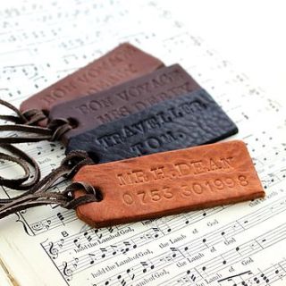 personalised leather luggage tag by posh totty designs interiors