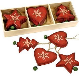 set of twelve heart and star tree decorations by the contemporary home