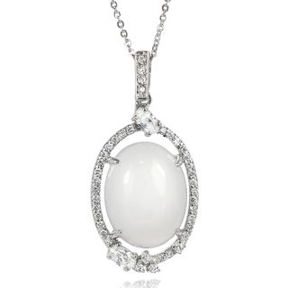 Tressa Collection Sterling Silver Faux Moonstone and Cubic Zirconia Necklace Tressa Cubic Zirconia Necklaces