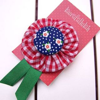 gingham and daisy rosette brooch by laurafallulah