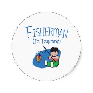 Kids Boys Cute Fisherman In Training Round Sticker