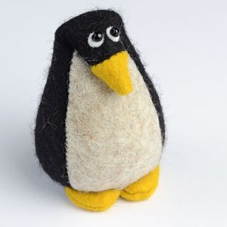 handmade miniature soft sculpture penguin by mirjami design