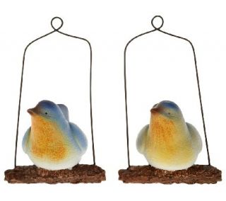 Set of 2 Chirping Blue Birds on Swing by Valerie —