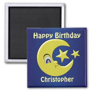 Moon And Stars Just Add Name Birthday Refrigerator Magnets