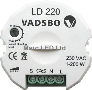 Vadsbo, Energy Saving Dimmerswitch, Trailing Edge, Universal Dimmer LD220, max. load 200W, Universal Dimmschalter; Universalen Tast Dimmer Beleuchtung