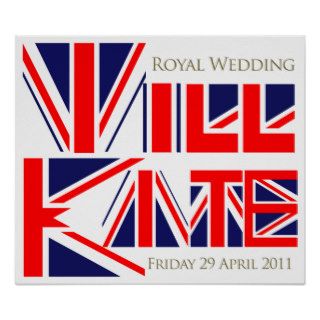 Will & Kate British Flag Print