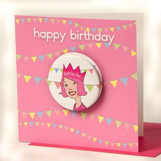 birthday girl badge card by think bubble