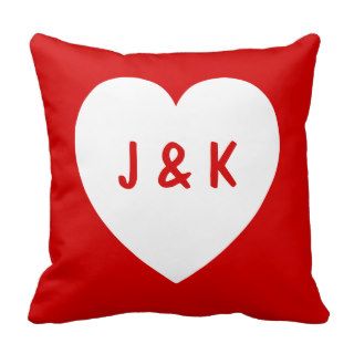 Red and White Heart Symbol Pillow