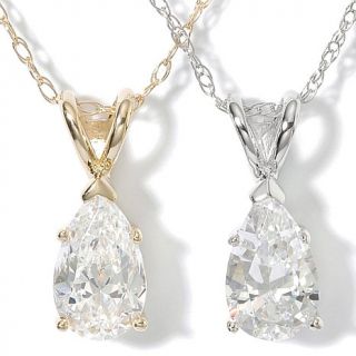 1ct Absolute™ 14K Pear Cut Solitaire Pendant with 18" Chain
