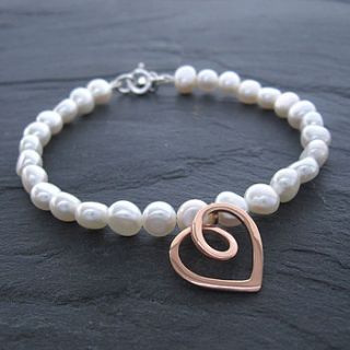 eternal heart rose gold pearl bracelet by emma kate francis