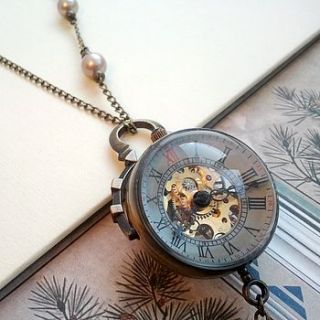 vintage style pocket watch necklace by hart and bloom