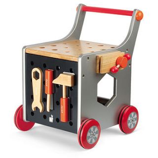 wooden workbench and trolley walker by toys of essence