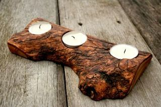 rustic olive wood tea light holder by the rustic dish