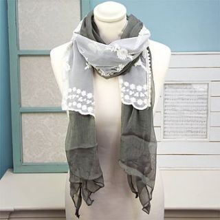 chiffon grey and cream crochet scarf by lisa angel